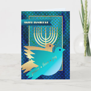 Festiva Feliz Hanukkah. Tarjeta de felicitación de persona