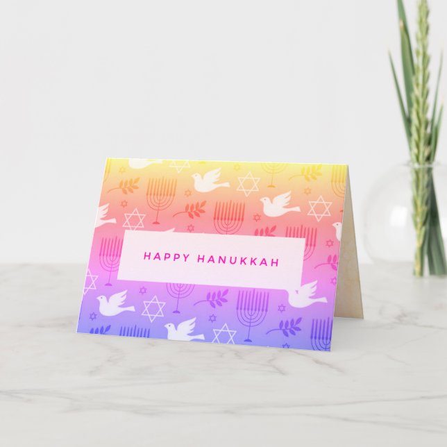 Festiva Feliz Hanukkah 🕎 tarjeta de vacaciones doblada (Anverso)