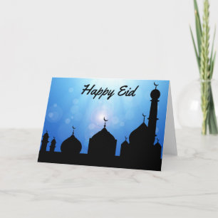 Festiva Feliz Mezquita Eid con Sunrays - Tarjeta de saludo