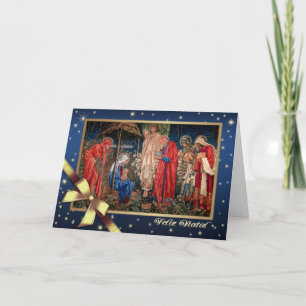 Festiva Feliz Natal. Tarjeta de la escena de la natividad