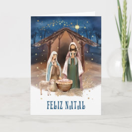 Festiva Feliz Natal. Tarjeta de la escena de la natividad 
