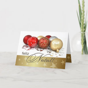 Festiva Feliz Natal. Tarjeta de navidades en portugués