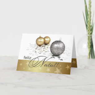 Festiva Feliz Natal. Tarjeta de navidades en portugués