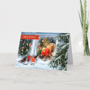Festiva Feliz Natal. Tarjeta de navidades en portugués