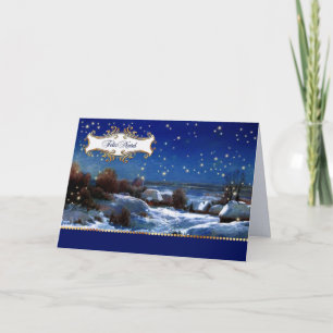 Festiva Feliz Natal. Tarjeta de navidades en portugués