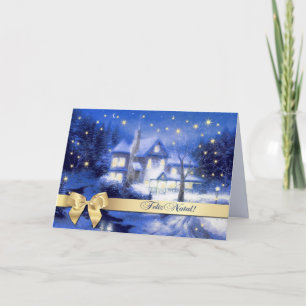 Festiva Feliz Natal. Tarjeta de navidades en portugués
