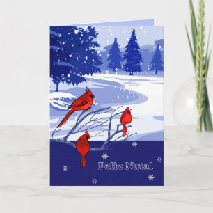 Festiva Feliz Natal. Tarjeta de navidades en portugués