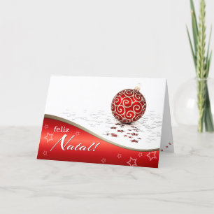 Festiva Feliz Natal. Tarjeta de navidades en portugués