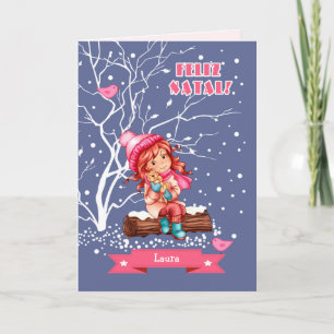 Festiva Feliz Natal. Tarjeta de navidades en portugués