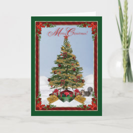 Festiva Feliz Navidad, familia y amigos tarjeta de felicit