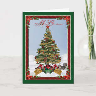 Festiva Feliz Navidad, familia y amigos tarjeta de felicit