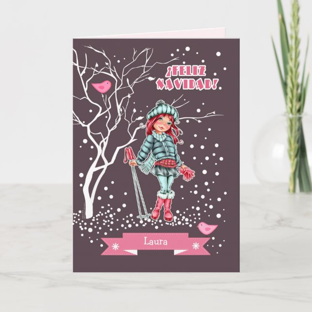 Festiva Feliz Navidad. Tarjeta de navidades en español (Anverso)