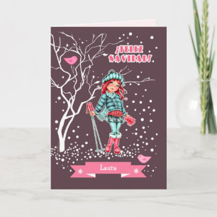 Festiva Feliz Navidad. Tarjeta de navidades en español
