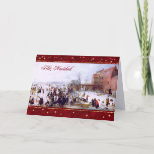 Festiva Feliz Navidad. Tarjeta de navidades en español