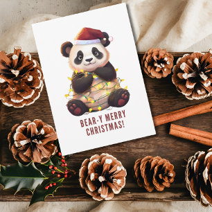 Festiva ¡Feliz Navidad! Tarjeta de vacaciones de Panda lúd