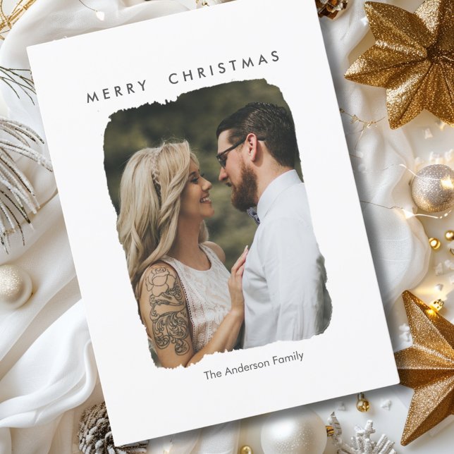 Festiva ¡Feliz Navidad! Tarjeta de vacaciones plana minima (Merry Christmas! Modern, minimal Flat Holiday Card)