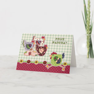 Festiva Feliz Páscoa. Tarjeta de Pascua en portugués