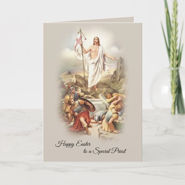 Festiva Feliz Pascua a una tarjeta especial de sacerdote c (Anverso)
