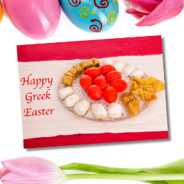 Festiva Feliz Pascua Griega con tarjeta de galletas griega