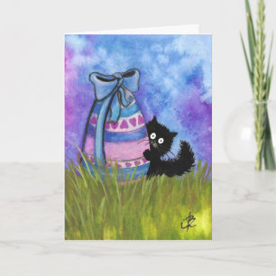 Festiva Feliz Pascua por la tarjeta de gato negra de BiHrL