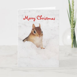 Festiva Feliz pequeña Nevado tarjeta del Chipmunk de