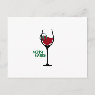 Festiva Feliz pequeña postal de la copa de vino del
