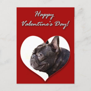 Festiva Feliz postal de Bulldog francés de San Valentín