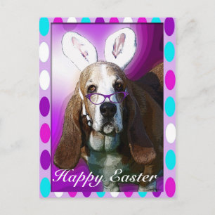Festiva Feliz postal de felicitación de Pascua de Basset H
