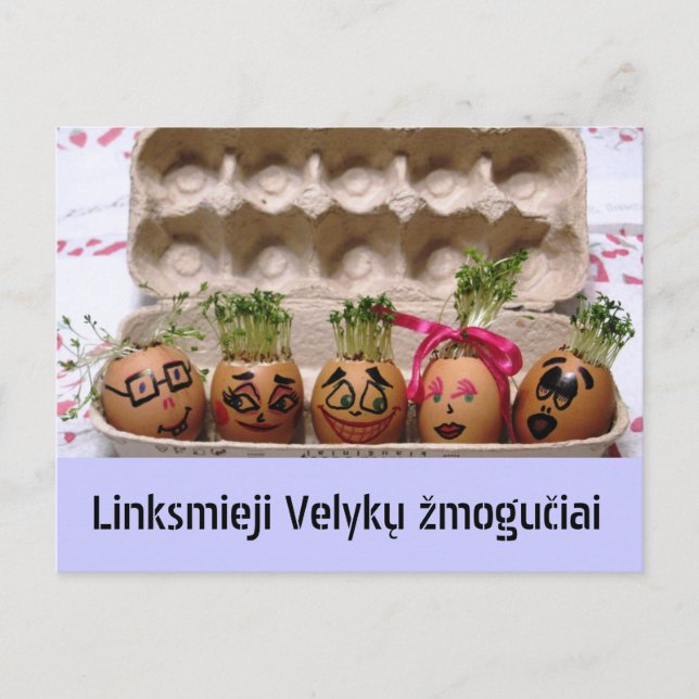 Festiva Feliz postal de Pascua del Lithuanian de la gente (Anverso)