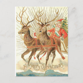 Festiva Feliz postal navideña, Santa en Sleigh
