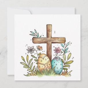 Festiva Feliz Tarjeta Cristiana de Pascua, Cruz de Huevos 