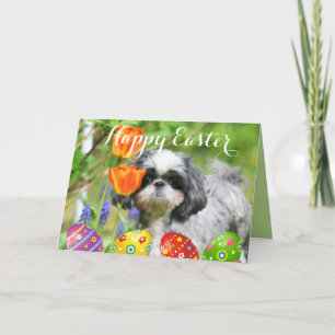 Festiva Feliz tarjeta de felicitación al Chica Shih Tzu