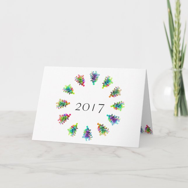 Festiva Feliz tarjeta de felicitación de Navidad. (Anverso)