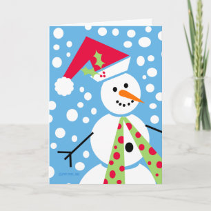 Festiva Feliz tarjeta de felicitación del muñeco de nieve