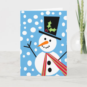 Festiva Feliz tarjeta de felicitación del muñeco de nieve