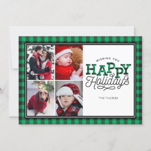 Festiva FELIZ Tarjeta de foto de búfalo verde cuadrado de 
