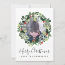 Feliz tarjeta de fotos navideña con Navidades Wrea