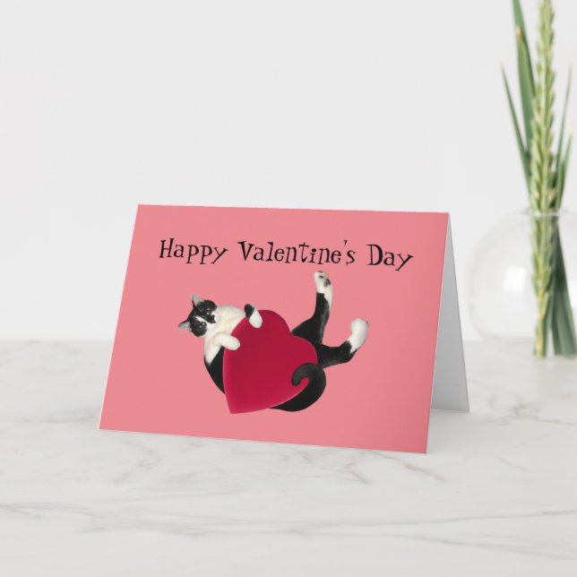 Festiva Feliz tarjeta de gato de San Valentín (Anverso)