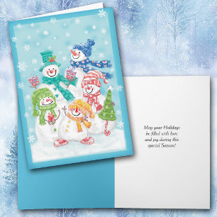 Festiva Feliz tarjeta de Navidades retro de Snowman