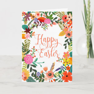 Festiva Feliz tarjeta de Pascua floral moderna
