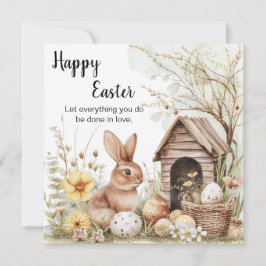 Festiva Feliz Tarjeta de Pascua, huevos de conejo