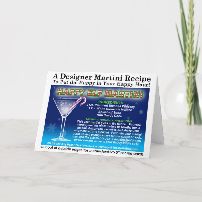 FESTIVA FELIZ TARJETA DE RECETA DE CÓCTEL PARA NAVIDADES D (Anverso)