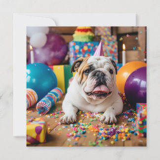 FESTIVA FELIZ TARJETA DE RECUPERACIÓN DE BULLDOG DE CUMPLE
