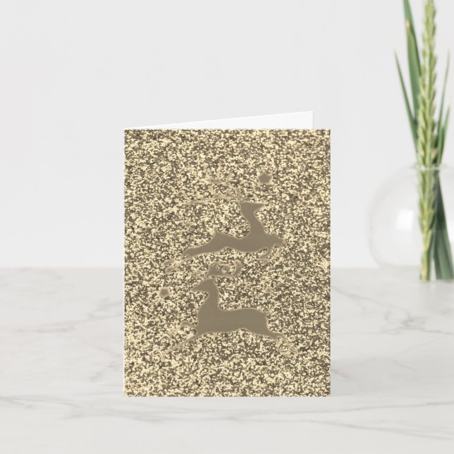 Festiva feliz tarjeta de reno navideño (Anverso)