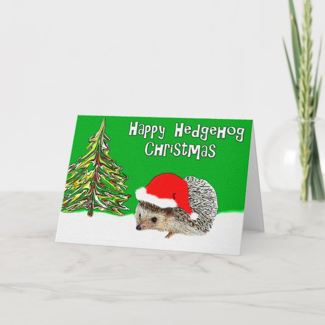 Festiva Feliz Tarjeta de Saludo a Navidades de Hedgehog (Anverso)