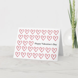 Festiva Feliz tarjeta de San Valentín con corazones rojos