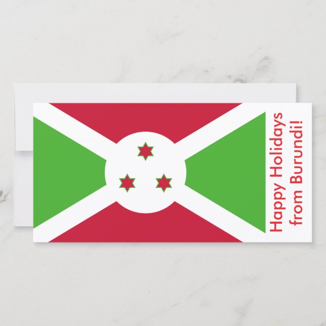 Festiva Feliz tarjeta de vacaciones con bandera de Burundi (Anverso)