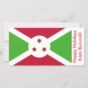 Festiva Feliz tarjeta de vacaciones con bandera de Burundi