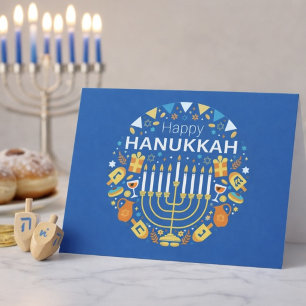 Festiva Feliz tarjeta de vacaciones de Hanukkah