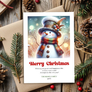 Festiva Feliz tarjeta divertida de snowman festivo imprimi